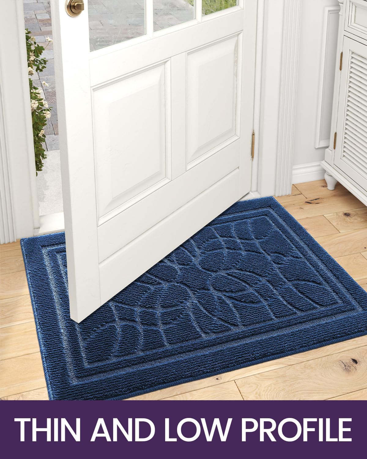 DEXI Front Door Mat for Home Entrance, 32"x48" Non-Slip Absorbent Floor Mats Low-Profile Washable Doormat for Entryway, Garage, Patio, Navy-5