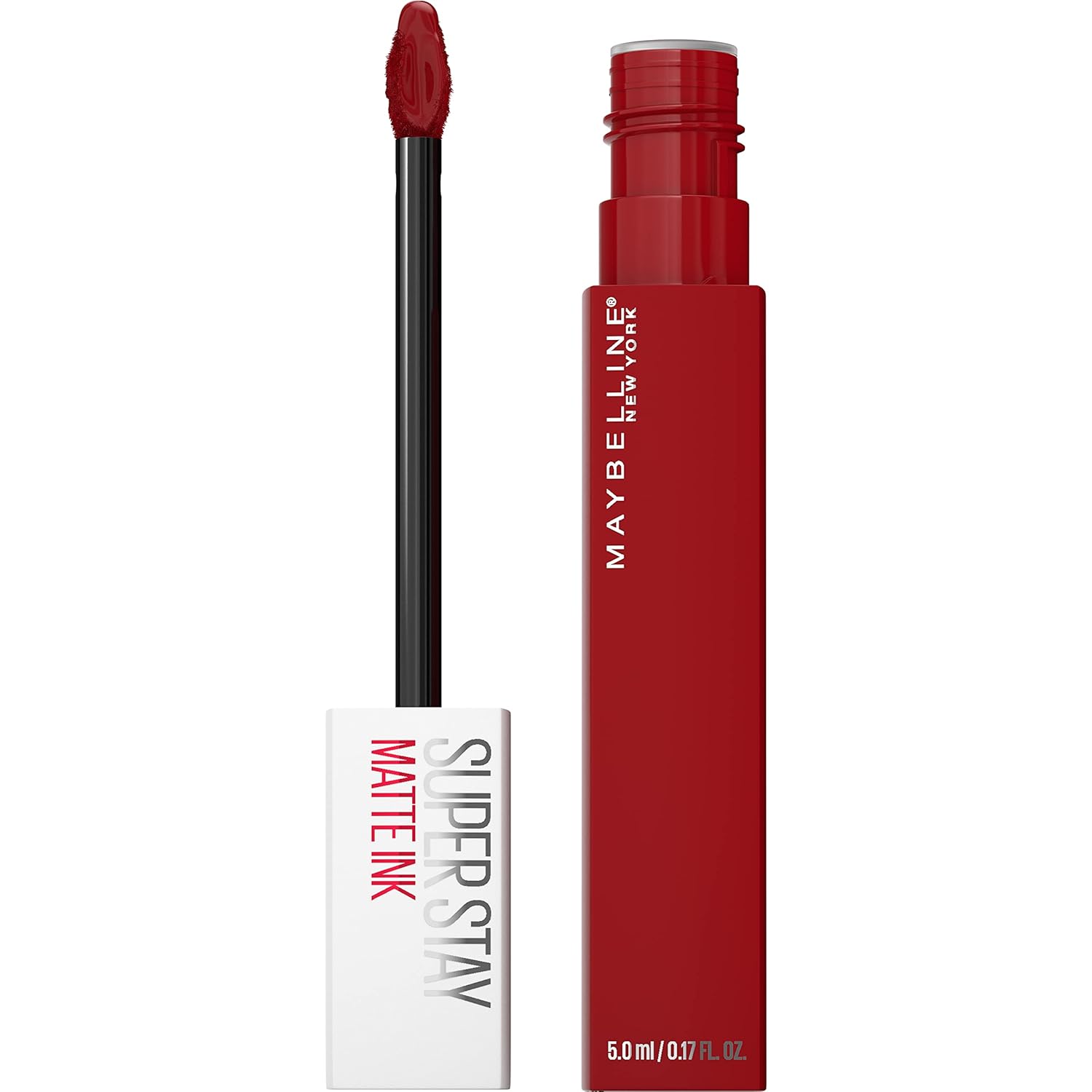 Maybelline Super Stay Matte Ink Liquid Lipstick Makeup, Long Lasting High Impact Color, Up to 16H Wear, Exhilarator, Ruby Red, 1 Count-0