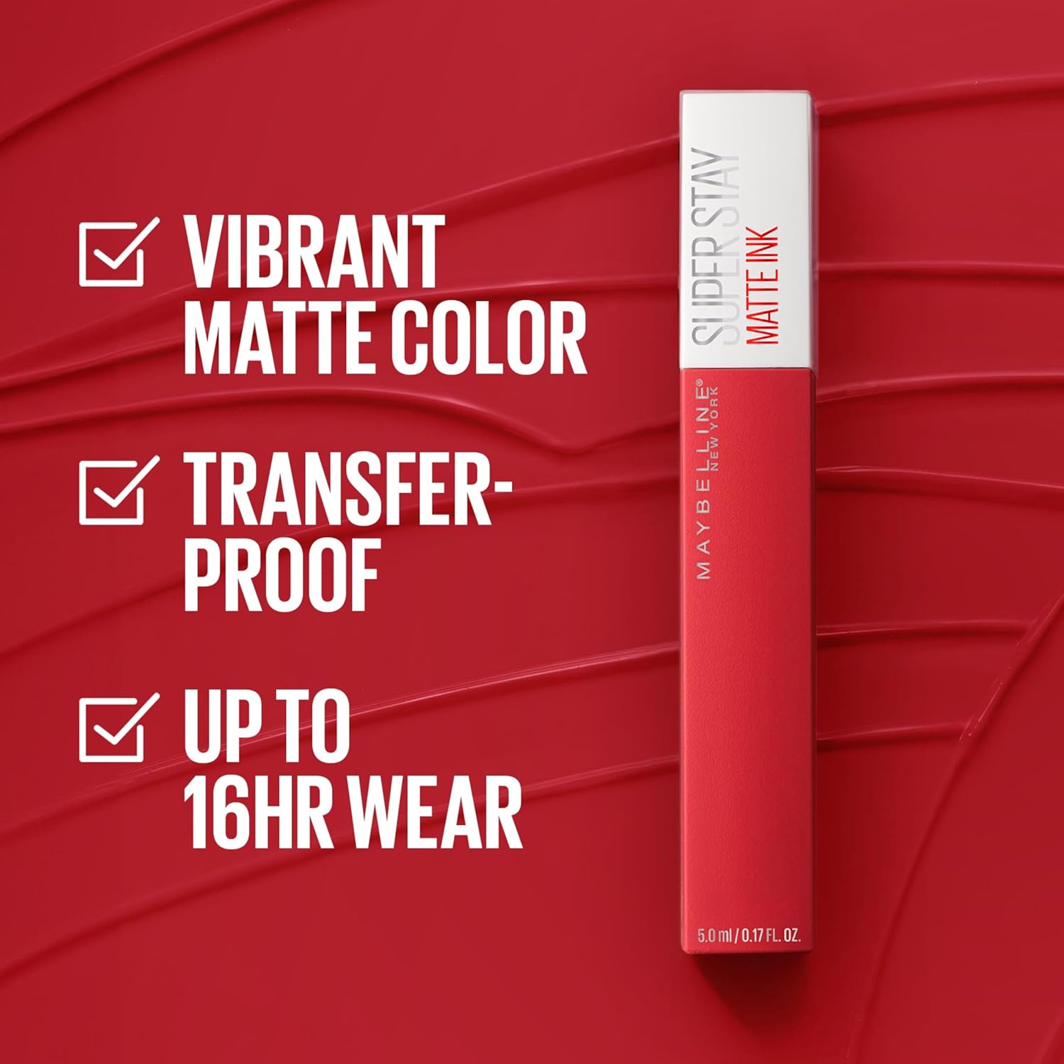 Maybelline Super Stay Matte Ink Liquid Lipstick Makeup, Long Lasting High Impact Color, Up to 16H Wear, Exhilarator, Ruby Red, 1 Count-2