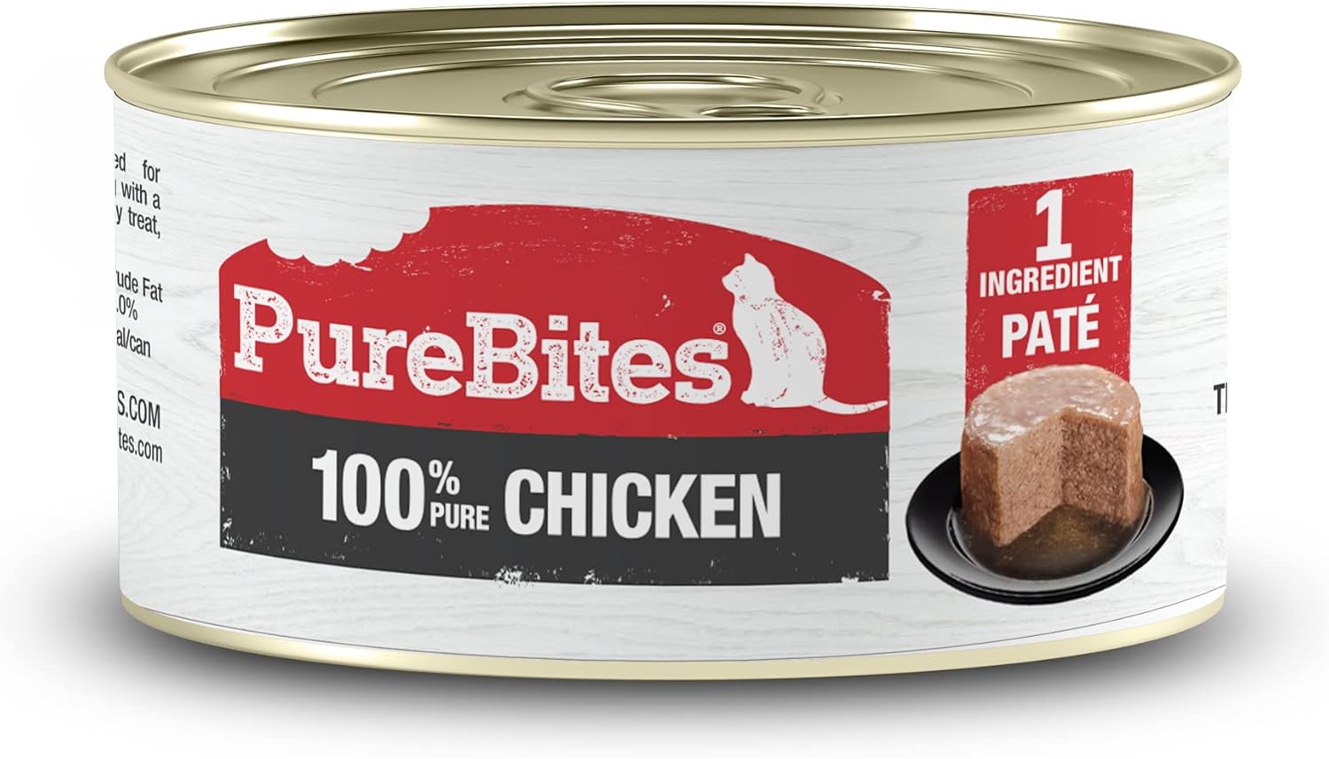 PureBites 100% Pure Chicken Pate Cat Treat | 2.5oz can | only 1 Ingredient | case of 12-0