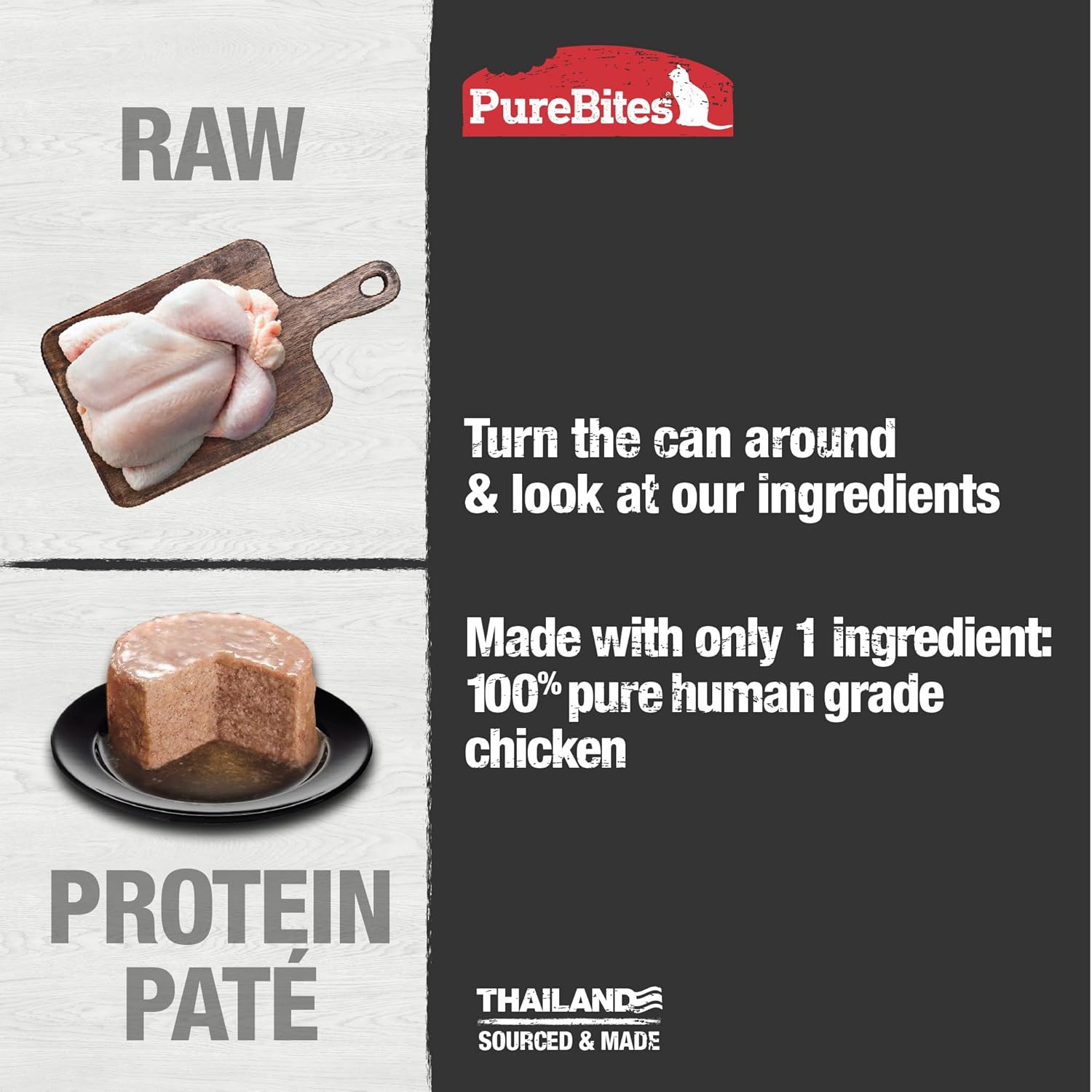 PureBites 100% Pure Chicken Pate Cat Treat | 2.5oz can | only 1 Ingredient | case of 12-2