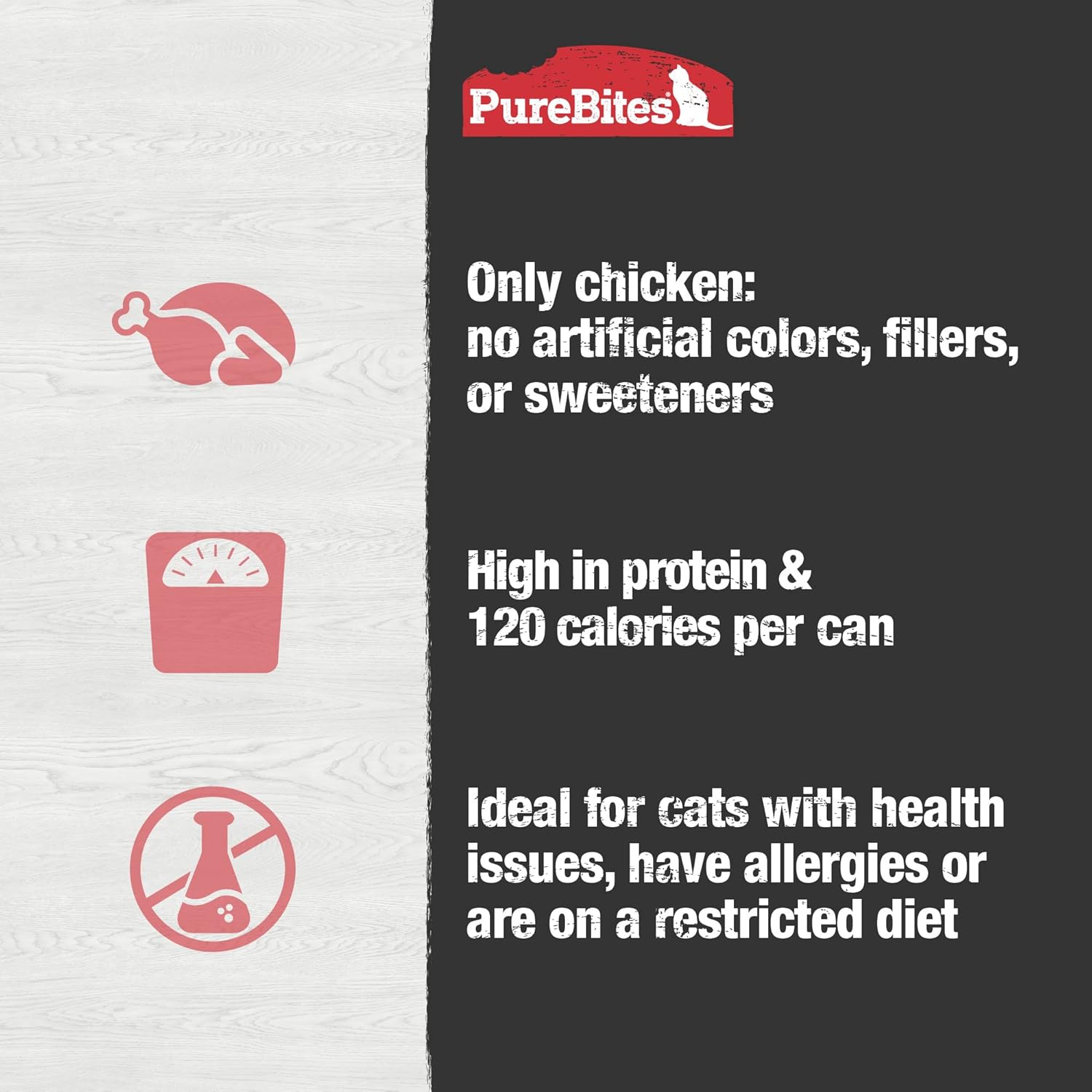 PureBites 100% Pure Chicken Pate Cat Treat | 2.5oz can | only 1 Ingredient | case of 12-4