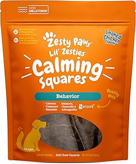 Zesty Paws Flavored Soft Chews - Calming for Dogs Anxiety Composure Relief with Ashwagandha Melatonin Chamomile Passionflower Dog Stress Separation Aid for Fireworks and Thunder 10 oz…