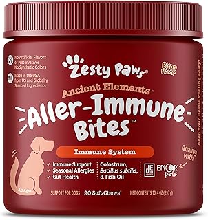 Zesty Paws Dog Allergy Relief - Anti Itch Supplement - Omega 3 Probiotics for Dogs - Digestive Health - Soft Chews for Skin & Seasonal Allergies - with Epicor Pets - Bison - 90ct