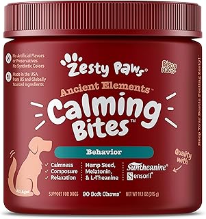 Zesty Paws Calming Chews for Dogs - Composure & Relaxation for Everyday Stress & Separation - for Fireworks, Storms & Travel – AE - Bison - 90 Count