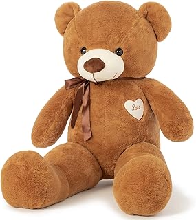 Big Teddy Bear Stuffed Animal 31.5 Inch Giant Teddy Bear with Love Heart Large Plush Toy Huge Soft Doll Gift for Kids Girls Girlfriend on Birthday Valentine's Day Christmas Baby Shower Brown