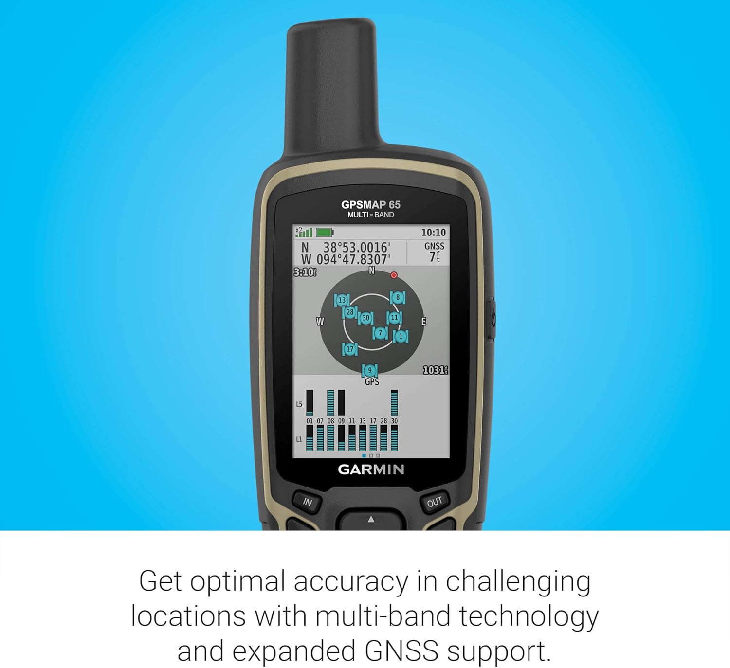 Garmin GPSMAP 65, Button-Operated Handheld with Expanded Satellite Support and Multi-Band Technology, 2.6" Color Display, 010-02451-00-2