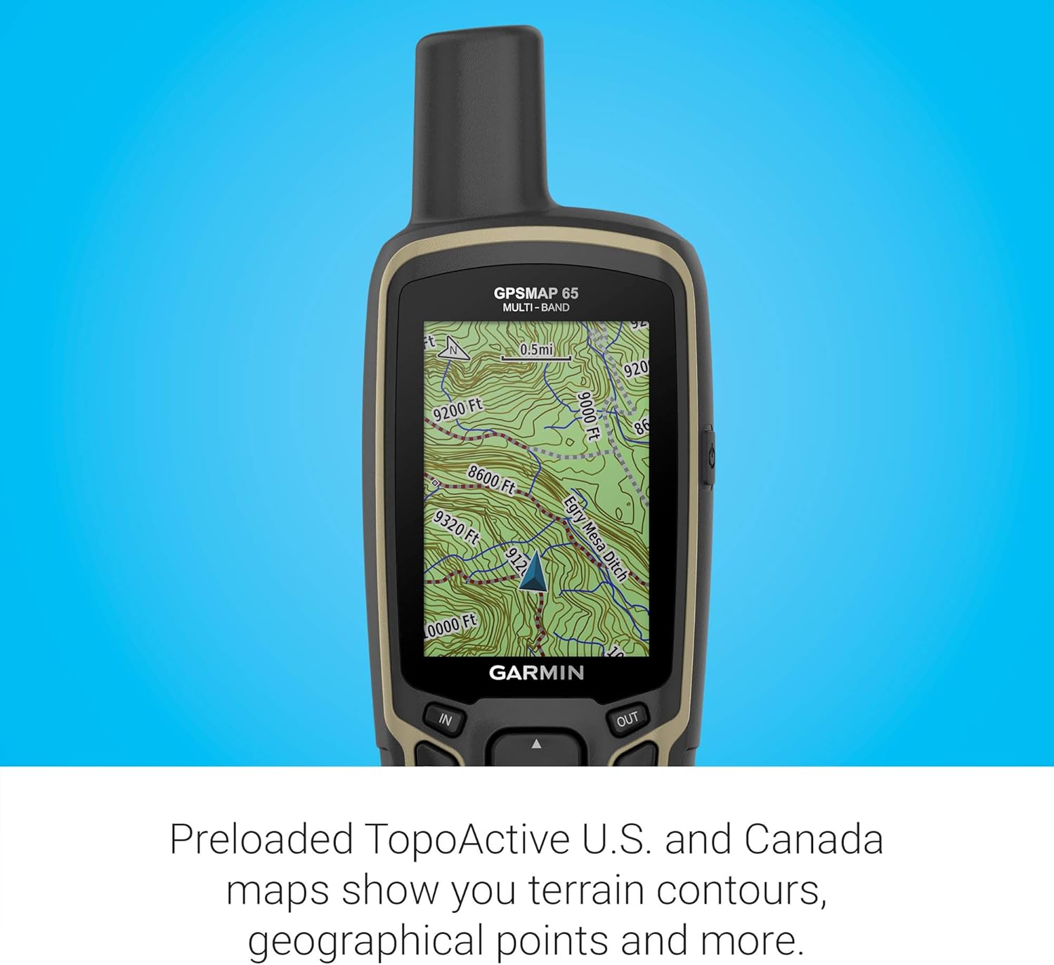 Garmin GPSMAP 65, Button-Operated Handheld with Expanded Satellite Support and Multi-Band Technology, 2.6" Color Display, 010-02451-00-3