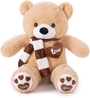 Big Teddy Bear Stuffed Animal Plush Teddy Bear with Scarf for Children Girls Girlfriends (31 Inches, Light Brown)