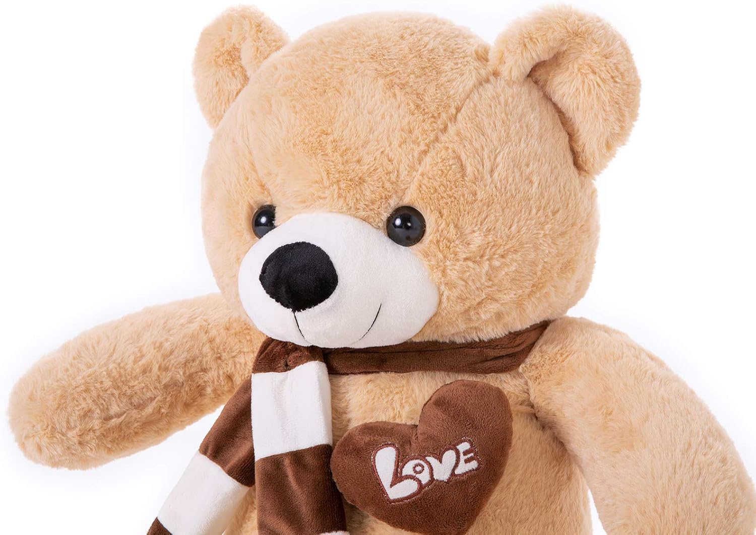 Big Teddy Bear Stuffed Animal Plush Teddy Bear with Scarf for Children Girls Girlfriends (31 Inches, Light Brown)-2