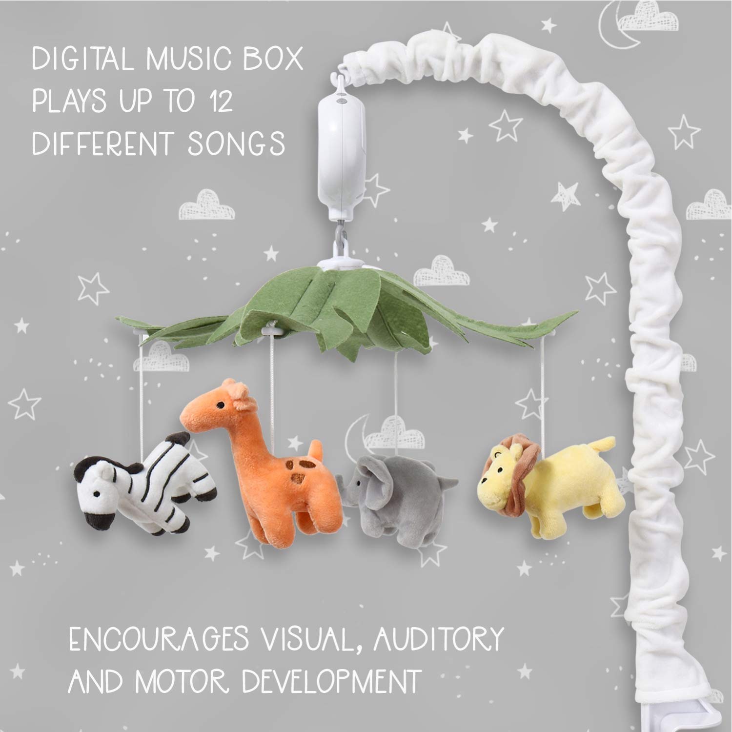 The Peanutshell Safari Animals Musical Crib Mobile for Baby Boys & Girls | Digital Music Box with 12 lullabies…-5