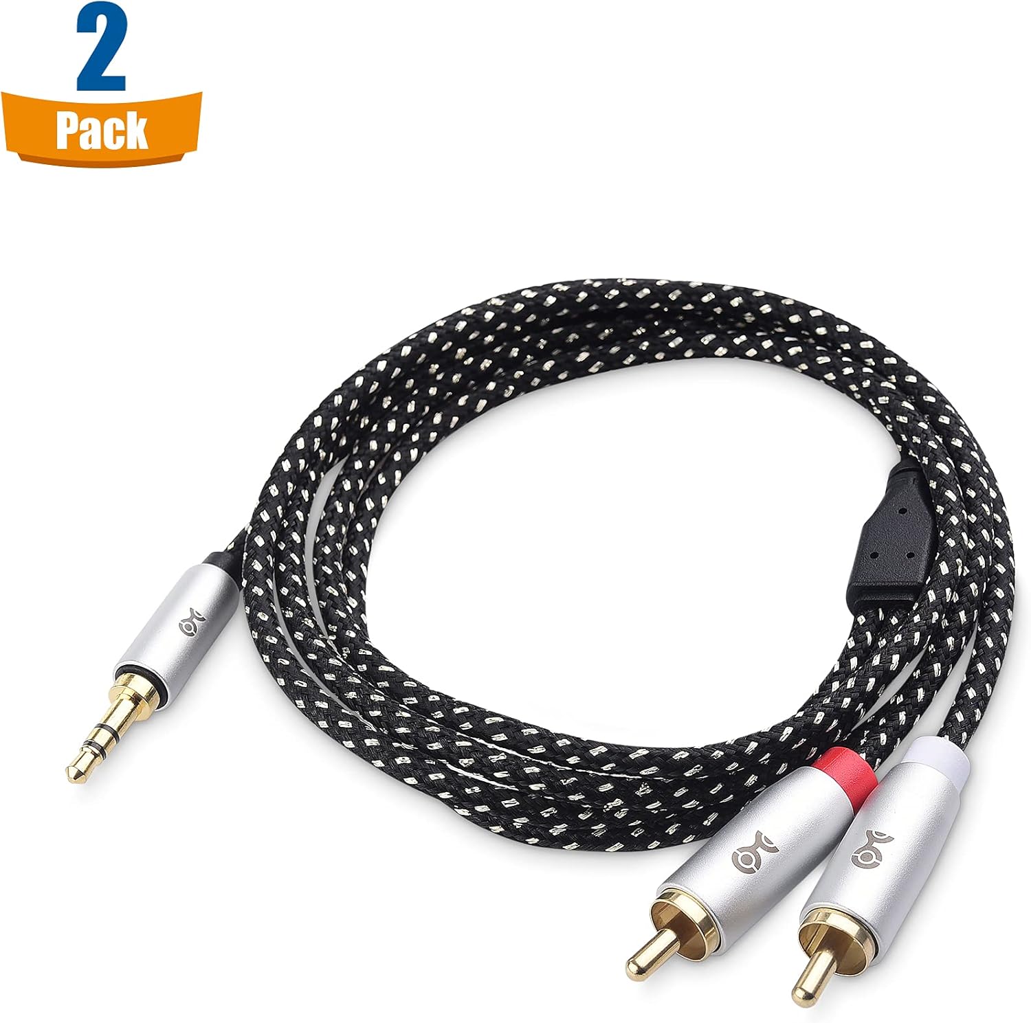 Cable Matters 2-Pack RCA to 3.5mm Stereo Audio Cable 3 Feet (RCA to Aux Cable, 3.5mm to RCA Cable, Aux to RCA Cable) in Black-1