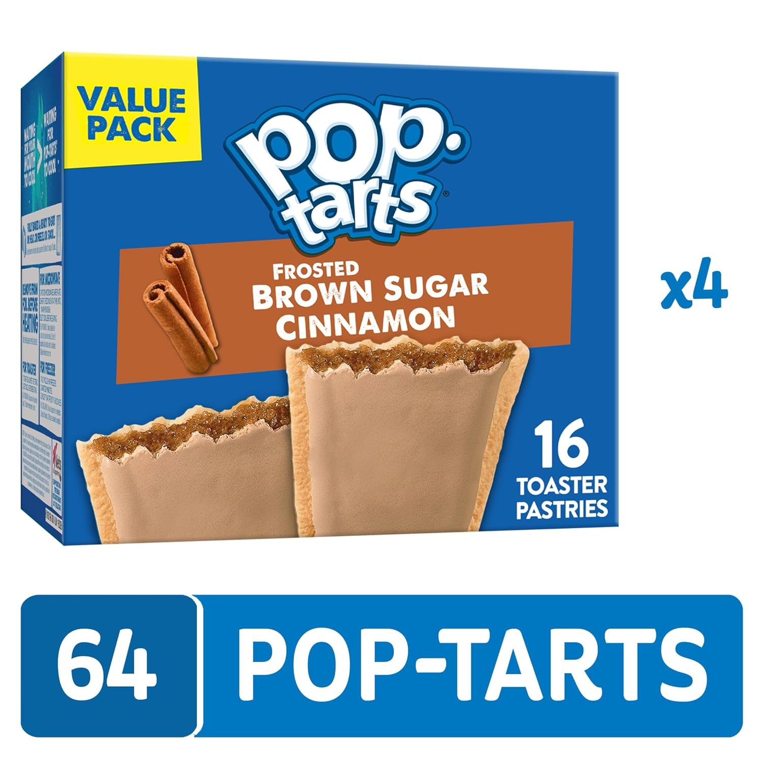 Pop-Tarts Toaster Pastries, Breakfast Foods, Kids Snacks, Frosted Brown Sugar Cinnamon, Value Pack (64 Pop-Tarts)-1