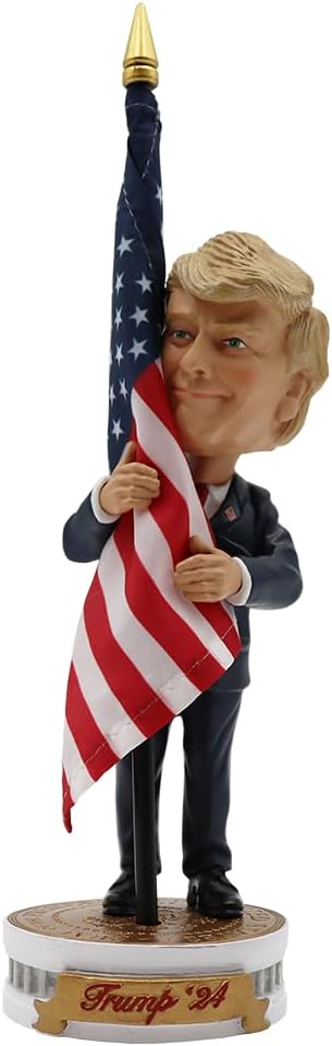 Proud Patriots Donald Trump Bobblehead | (Trump Holding American Flag - Cloth Flag Included)-4