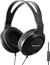 Panasonic Lightweight Over The Ear Wired Headphones with Microphone, Sound and XBS for Extra Bass, Long Cord, 3.5mm Jack for Phones and Laptops – RP-HT161M (Black)