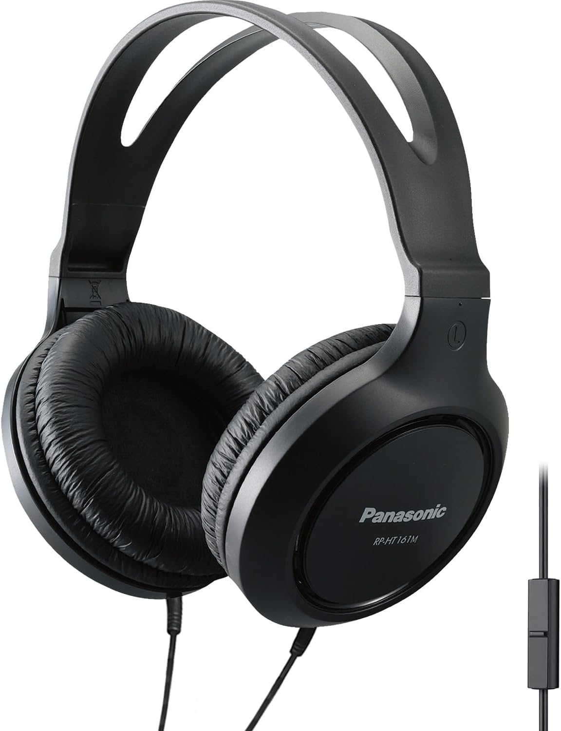 Panasonic Lightweight Over The Ear Wired Headphones with Microphone, Sound and XBS for Extra Bass, Long Cord, 3.5mm Jack for Phones and Laptops – RP-HT161M (Black)-0