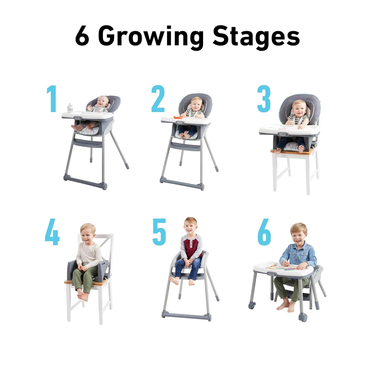 Graco® Table2Table LX 6-in-1 Highchair, Arrows with Infant Head Support & One-Hand Removable Tray-1