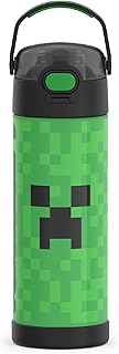 THERMOS FUNTAINER 16 Ounce Stainless Steel Vacuum Insulated Bottle with Wide Spout Lid, MINECRAFT