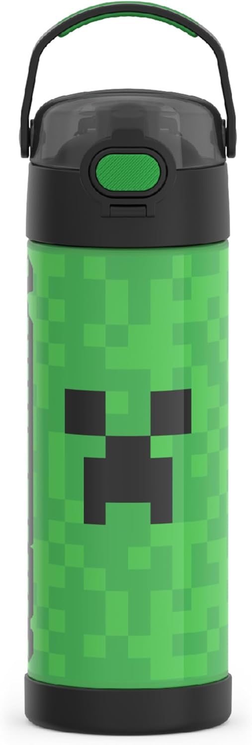 THERMOS FUNTAINER 16 Ounce Stainless Steel Vacuum Insulated Bottle with Wide Spout Lid, MINECRAFT-0