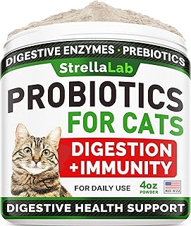 STRELLALAB Cat Probiotic Powder — Probiotics for Cats with Diarrhea, Cat Probiotics for Indoor Cats, Health Supplies Food Supplement, Pet Probiotics, Cat Digestive Support, Constipation Relief Treats