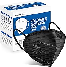 WWDOLL KN95 Face Masks 50 Pack, 5-Layer Breathable Disposable Respirator Mask for Adult Black