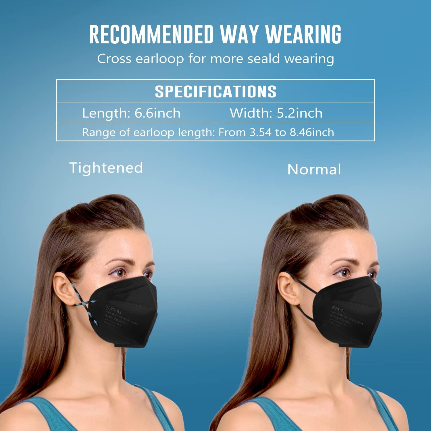 WWDOLL KN95 Face Masks 50 Pack, 5-Layer Breathable Disposable Respirator Mask for Adult Black-3