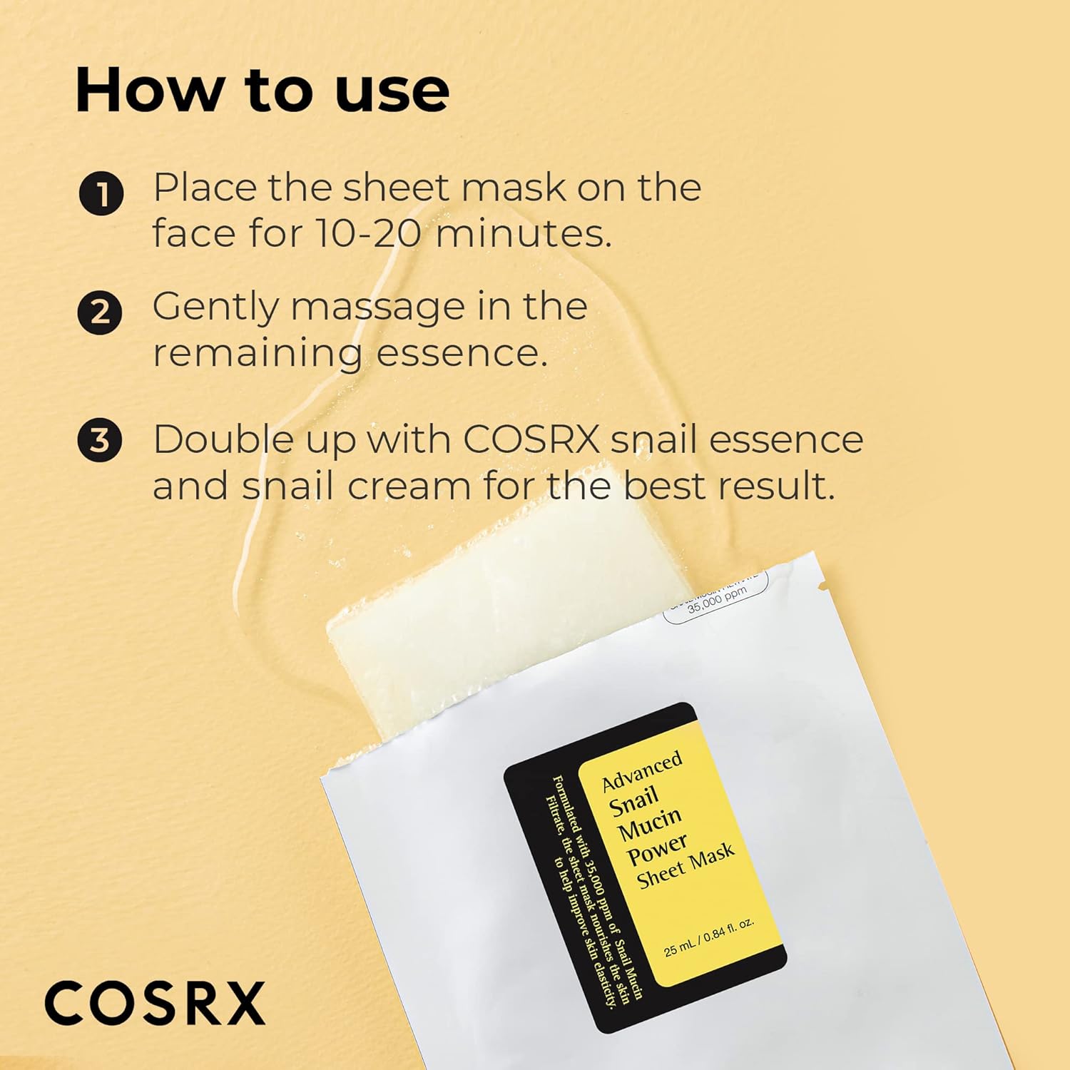 COSRX Snail Mucin Sheet Mask 10 EA with Snail Mucin Serum, Self Care, Face Masks for Dry, Sensitive Skin, Not Tested on Animals, No Parabens, No Sulfates, Korean Skin Care-2