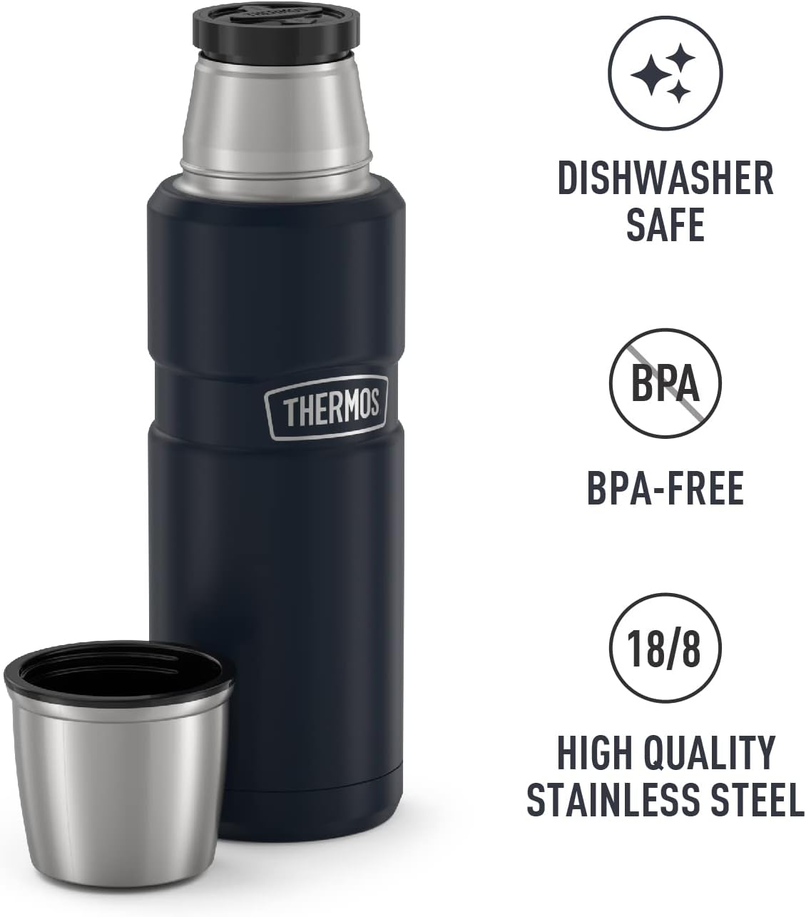 THERMOS Stainless King Vacuum-Insulated Compact Bottle, 16 Ounce, Midnight Blue-4