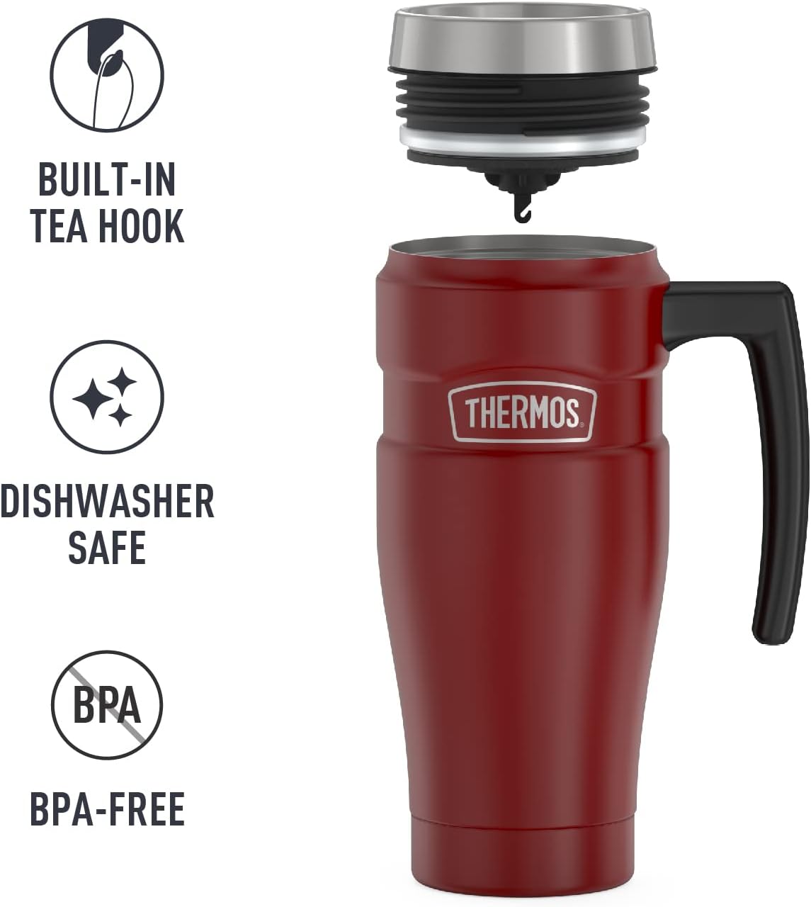 THERMOS Stainless King Vacuum-Insulated Travel Mug, 16 Ounce, Rustic Red-4