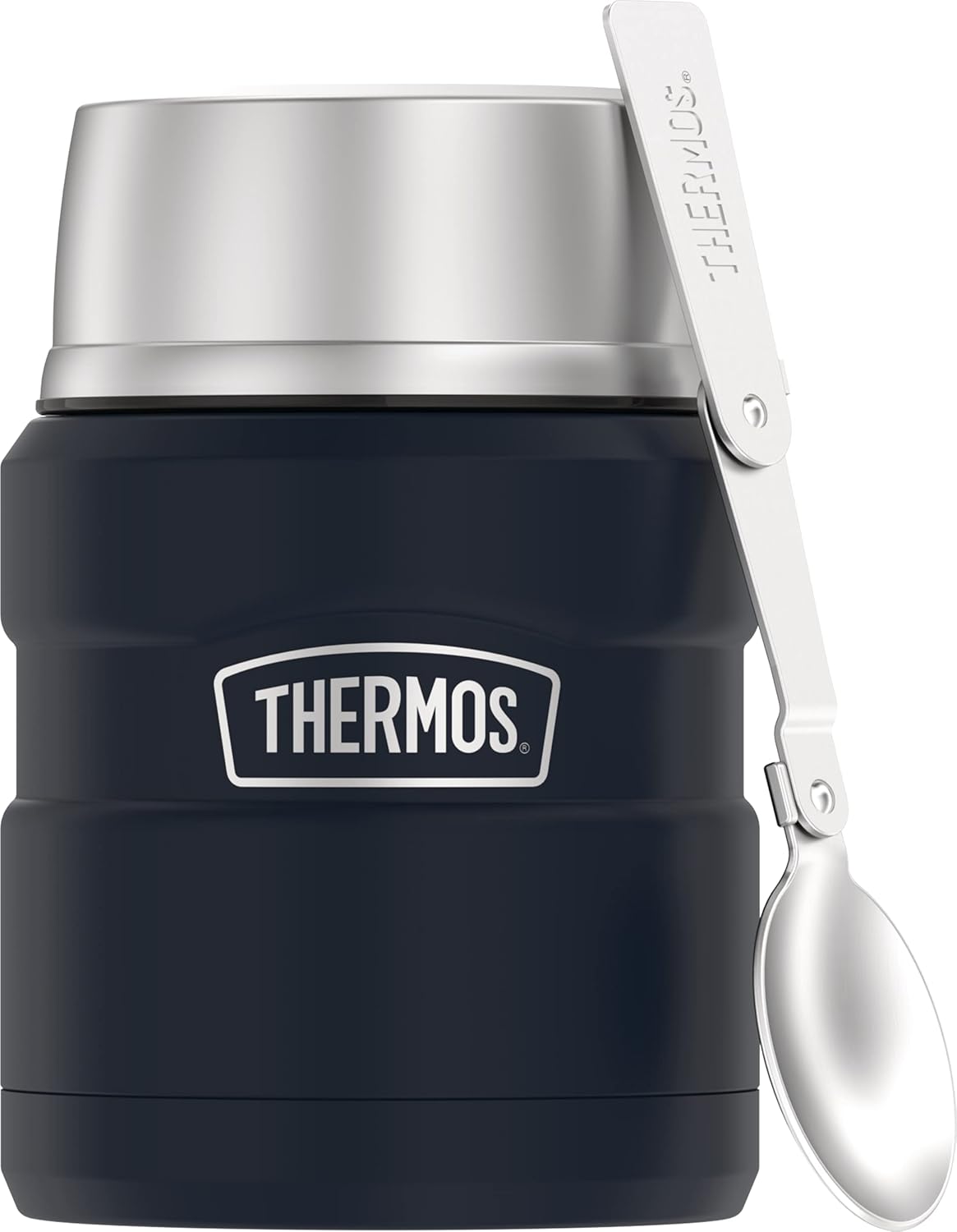 THERMOS Stainless King Vacuum-Insulated Food Jar with Spoon, 16 Ounce, Midnight Blue-0