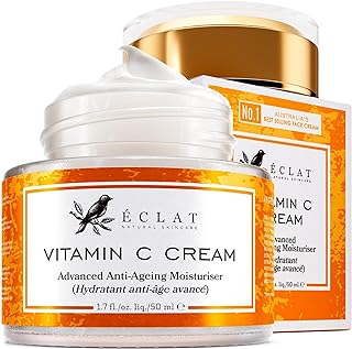 Vitamin C Face Cream - Vitamin C Cream with 2.5% Hyaluronic Acid + 2% Squalane, Vitamin C Moisturizer for Face, Brightening Cream to Reduce Uneven Skin Tone and Wrinkles, Antioxidant Firming Cream