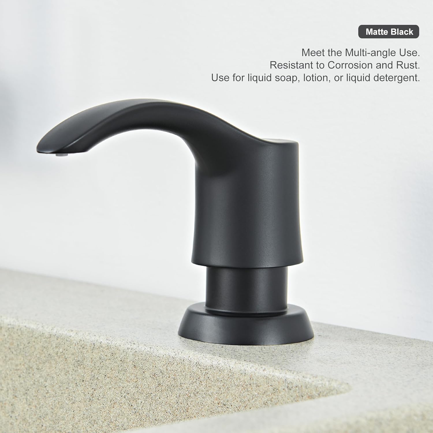 GAGALIFE Kitchen Sink Soap Dispenser with Large Bottle, Built in Sink Soap Dispenser Refill from Top, Matte Black G080B-3