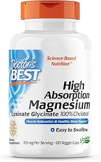 Doctor's Best High Absorption Magnesium Lysinate Glycinate Capsule, Easy to Swallow, 120 Ct