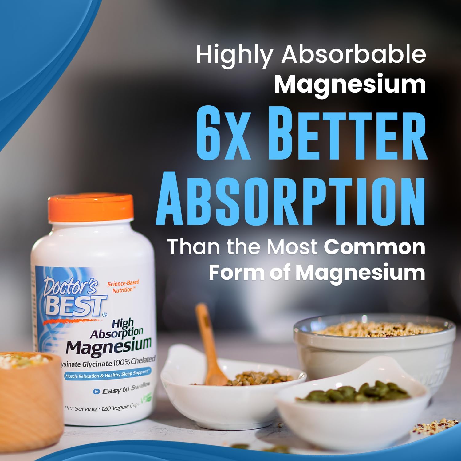 Doctor's Best High Absorption Magnesium Lysinate Glycinate Capsule, Easy to Swallow, 120 Ct-4