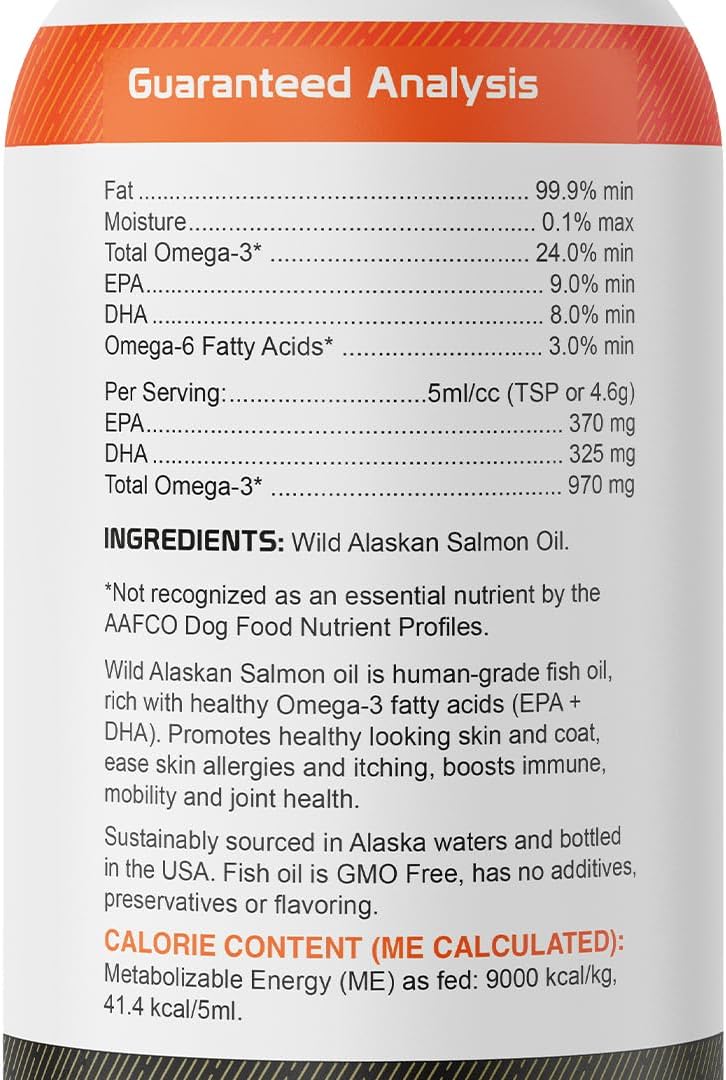 StrellaLab 32 OZ Salmon Oil for Dogs - Omega 3 Fish Oil for Dogs & Cats, Itch & Allergy Relief, Wild Alaskan Salmon Oil Dogs Skin & Coat, Dog Fish Oil Liquid, Shedding Supplement EPA & DHA Fatty Acids-4