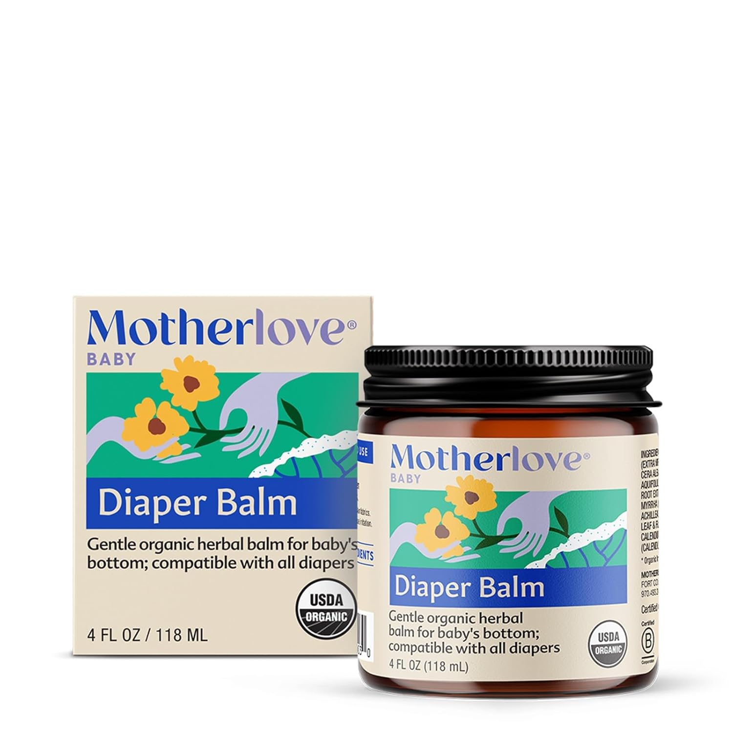 Motherlove Diaper Balm (4 oz) Organic Herbal Diaper Rash Cream—Cloth Diaper Safe, Zinc Oxide- & Petroleum-Free-0