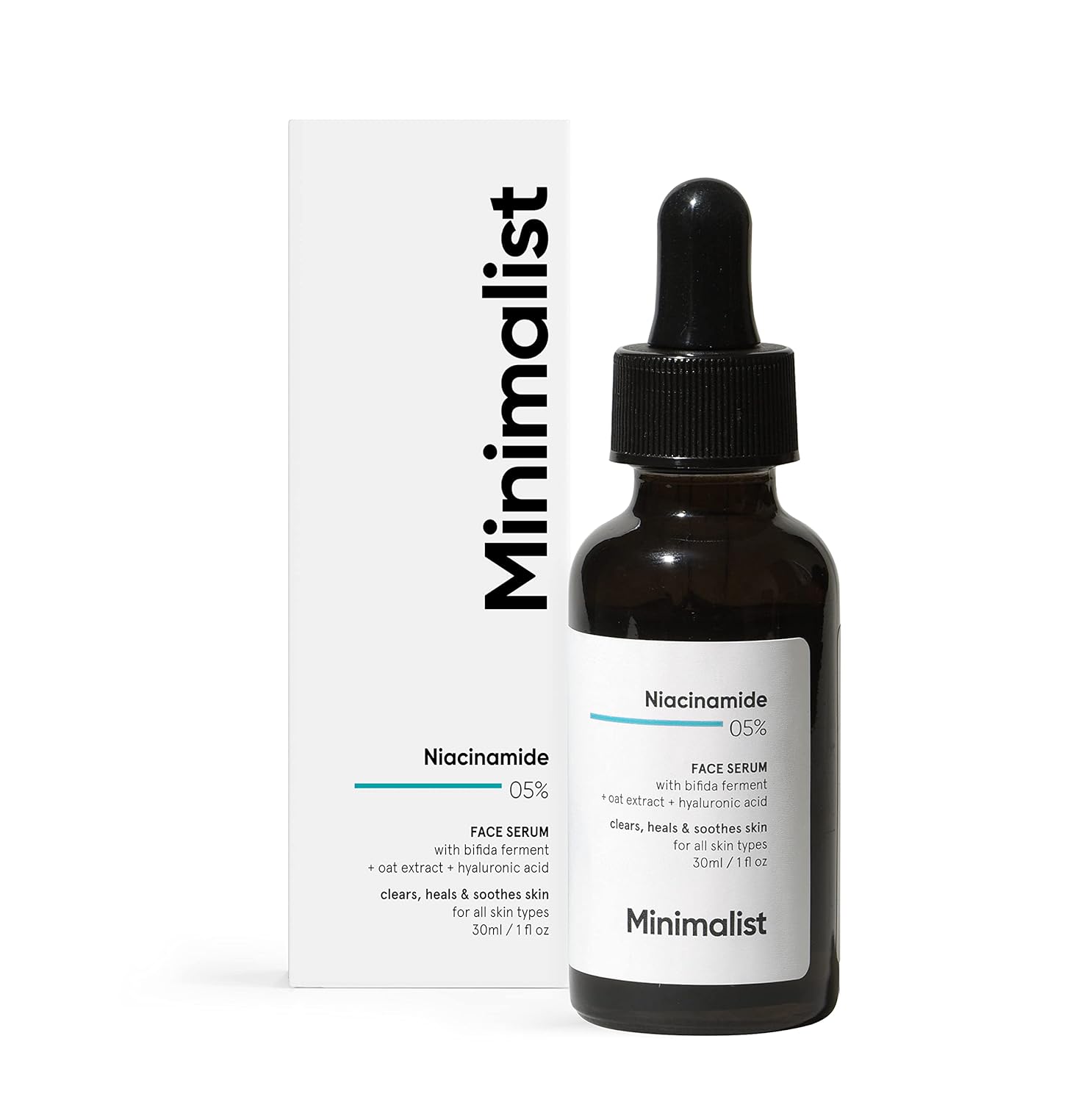 Minimalist 5% Niacinamide Face Serum for Clear Glowing Skin | With 1% Hyaluronic Acid for Hydration | Pore Minimizer for Face | Clears Acne Marks & Blemishes | For Women & Men | 1 Fl Oz / 30 ml-0