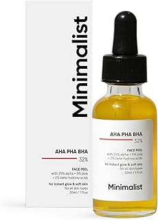 Minimalist 32% AHA BHA PHA Peeling Solution for Glowing Skin, Smooth Texture & Pore Cleansing | Weekend Facial Exfoliant Peel for Deep Pore Cleansing | For Women & Men | 1 Fl Oz / 30 ml