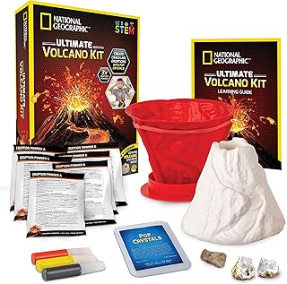 NATIONAL GEOGRAPHIC Ultimate Volcano Kit – Erupting Volcano Science Kit for Kids, 3X More Eruptions, Pop Crystals Create Exciting Sounds, STEM Science & Educational Toys (Amazon Exclusive)