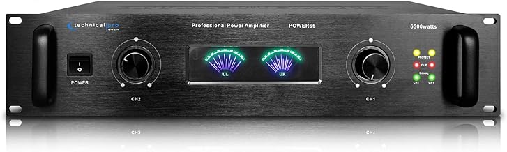 Technical Pro Professional Portable PA System, 2 Channel Digital Stereo Power Amplifier with 6500 Watts Power Audio Bluetooth Amplifier, for Home Speaker System