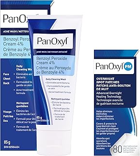 Panoxyl Acne Wash 4% Bundle with PM Patches, Cleanser