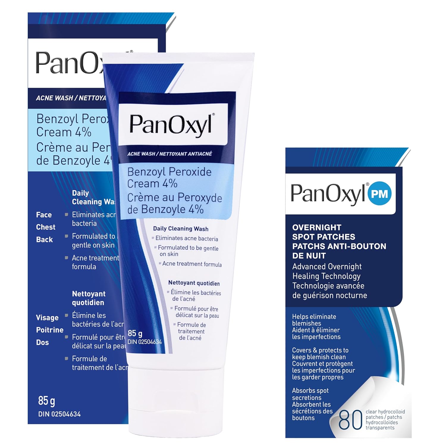 Panoxyl Acne Wash 4% Bundle with PM Patches, Cleanser-0