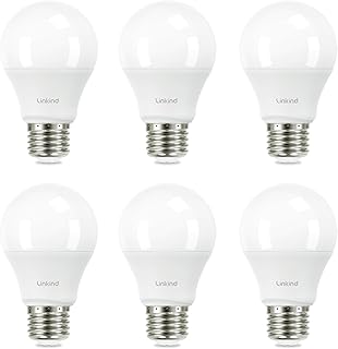 Linkind A19 LED Light Bulb, 60W Equivalent, 9W 2700K Soft White, 800 Lumens Non-Dimmable, E26 Standard Base, Energy Efficient UL Listed for Bedroom Home Office, 6 Pack