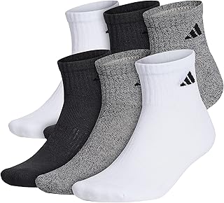 adidas Men's Athletic Cushioned Quarter Socks with Arch Compression (6 Pairs)