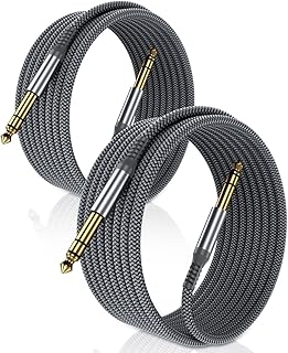 Elebase 1/4 Inch TRS Instrument Cable 10ft 2Pack,Straight 6.35mm Guitar Bass AMP Cord,Quarter Inch 6.35mm Male Jack Stereo Audio Balanced Line for Electric Guitar,Bass,Keyboard,Mixer,Amplifier,Speaker