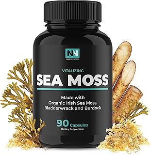 Irish Sea Moss Capsules | With Organic Irish Moss, 300mg Burdock Root & 500mg Bladderwrack Powder | 45-Day Supply | 1300mg Complex | Provides Iodine for Thyroid & Immune Support | 90 Veggie Pills