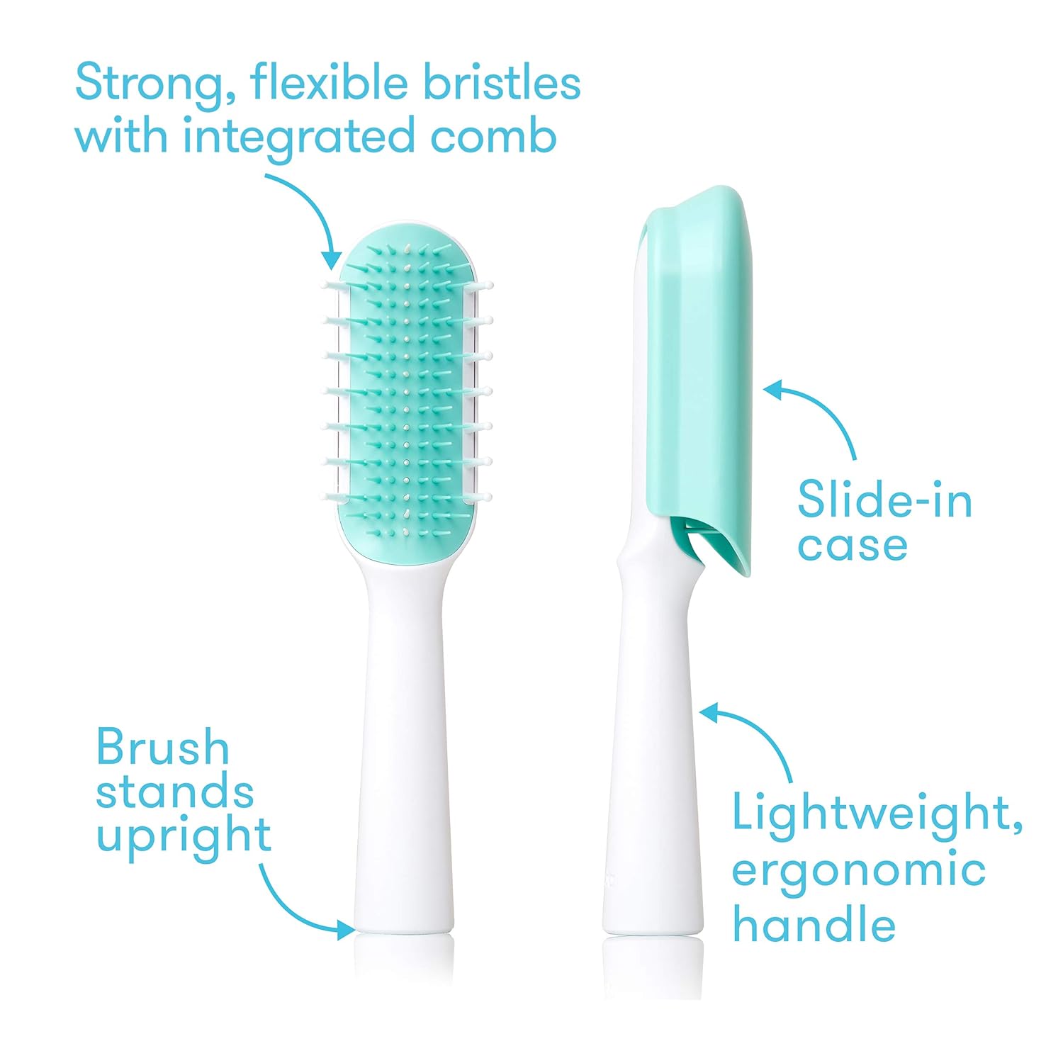 Frida Baby Thick or Curly Hair Detangler Brush for Kids, Toddler Hairbrush Detangles Knots Without Tears or Breakage, Comb Teeth and Bristle Design, White/Blue ,1 Count-1