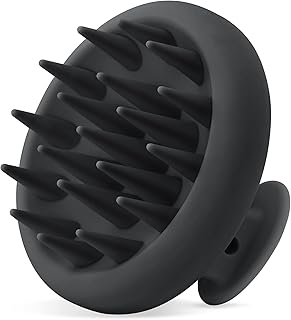 HEETA Scalp Massager Hair Growth, Scalp Scrubber with Soft Bristles, Integrated Silicone Design, Scalp Exfoliator for Dandruff Removal & Relax Scalp, Shampoo Brush Fit Wet Dry Hair Use, Black