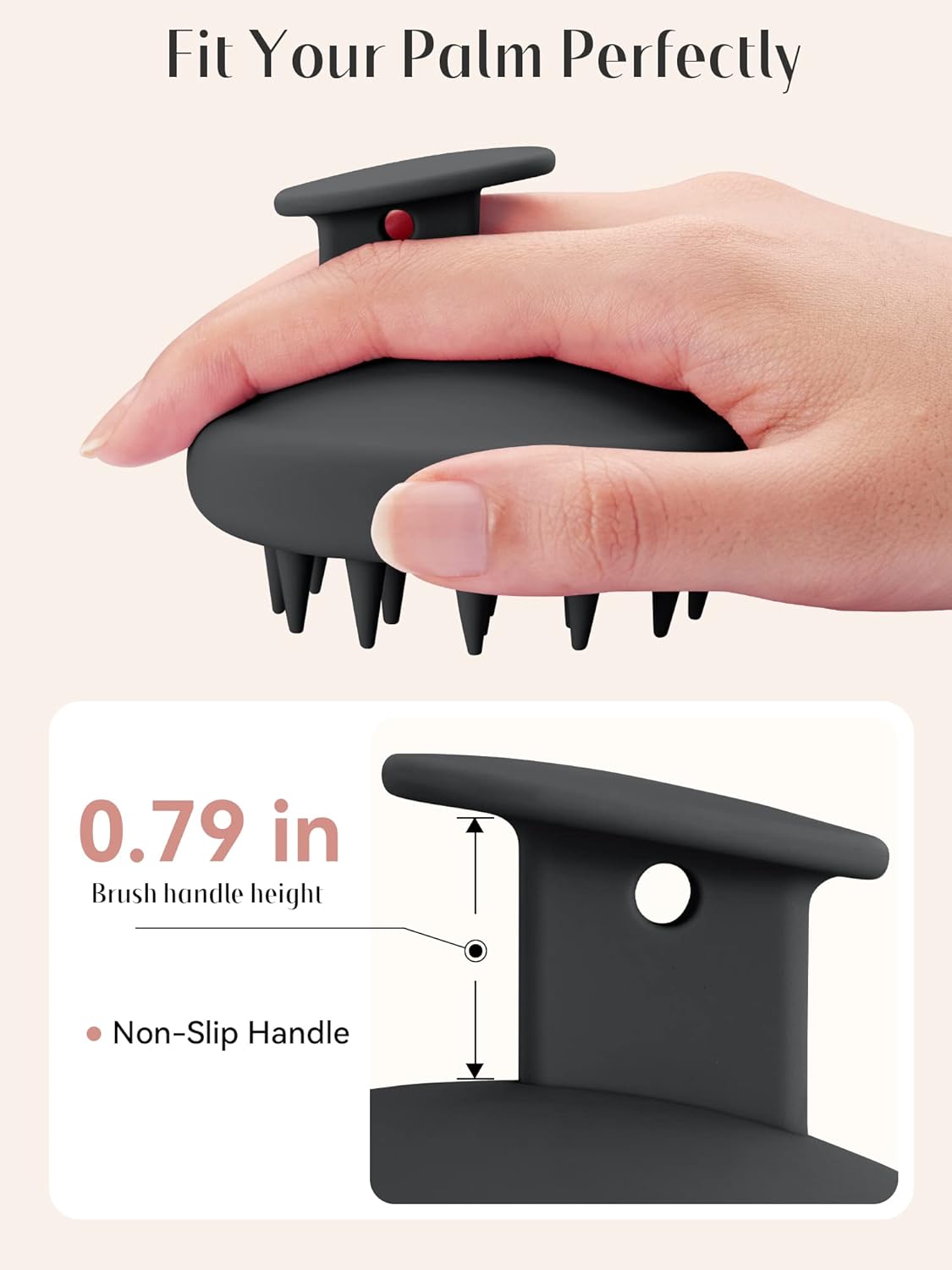 HEETA Scalp Massager Hair Growth, Scalp Scrubber with Soft Bristles, Integrated Silicone Design, Scalp Exfoliator for Dandruff Removal & Relax Scalp, Shampoo Brush Fit Wet Dry Hair Use, Black-2