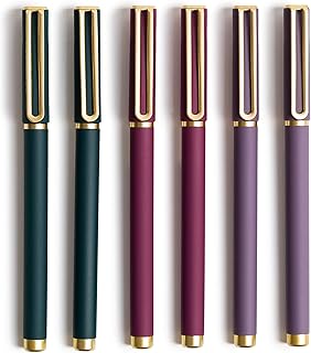 U Brands Catalina Felt Tip Pens, Set of 6, Soft Touch Jewel Tones with Gold Details, Medium (0.7 mm) Point, Black Ink